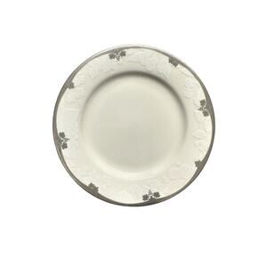 Nikko Platinum Ambrosia White Embossed‎ Fruit & Leaf Design NOS 6.5” Bread Plate